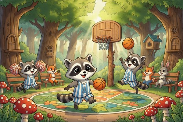 Baby Raccoons At Basketball Practice cover